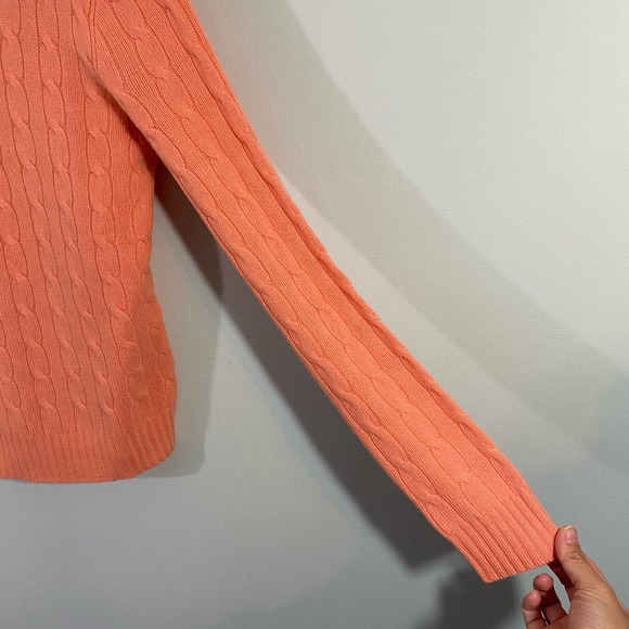 Ralph Lauren Women's Coral Cable Knit Slim Fit Cashmere Sweater Size M - Picture 7 of 8